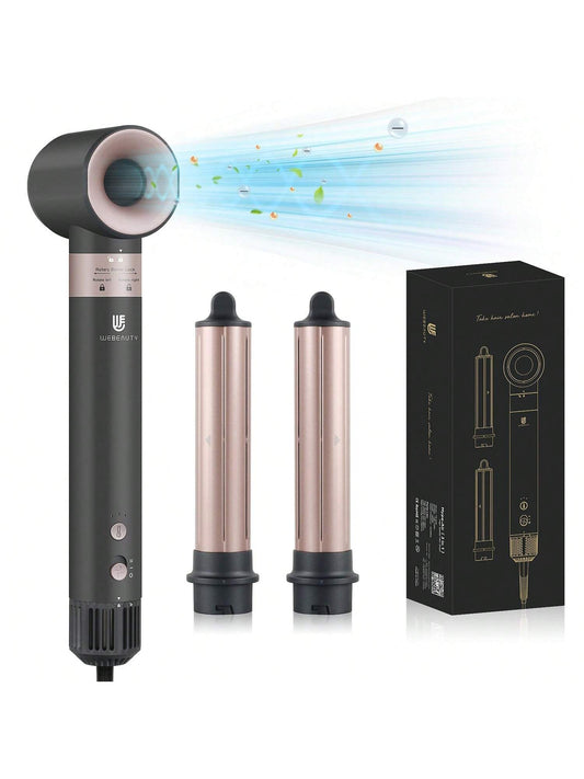 Webeauty Curling Iron Hair Dryer: Auto Wrap Curling Wand 1 1/4 Inch Automatic Hair Curler, Ceramic Negative Ionic Blow Dryers Hot Air Fast Drying Tools Set With Extra Long Barrel For Styling Waves