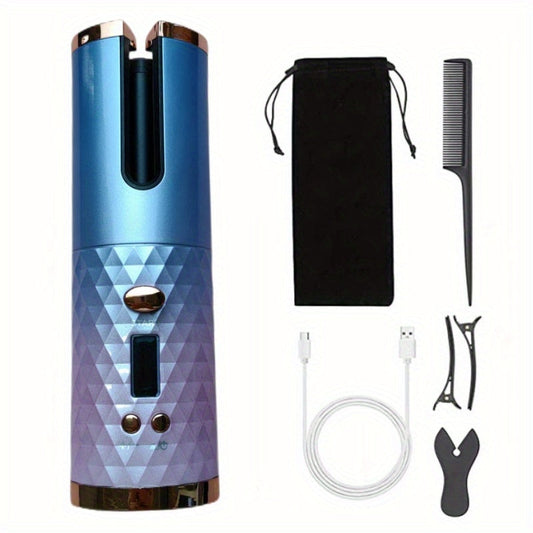 Rechargeable Cordless Automatic Hair Curler with 6 Temperature and Timer Settings, Fast Heating, and Automatic Shut-off - Effortlessly Style Your Hair with Precision and Convenience