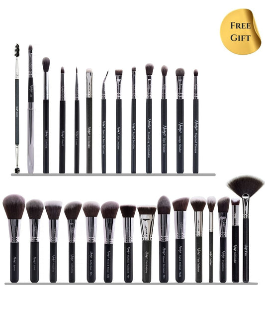28 Ultimate Face and Eyes Makeup Brush Set With Pouch