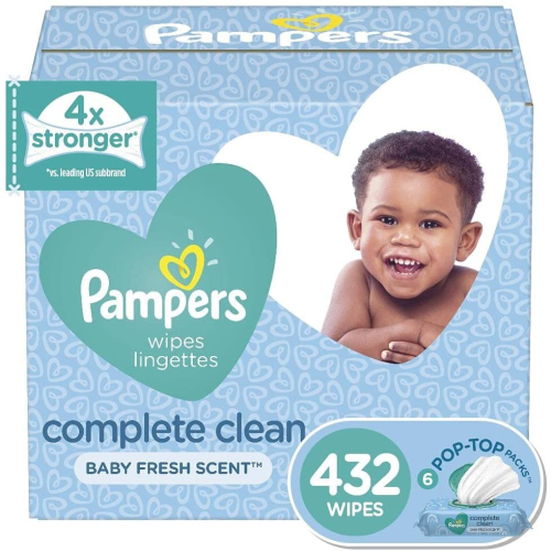Pampers Baby Wipes Complete Clean Scented 6X Pop-Top Packs, 432 Count