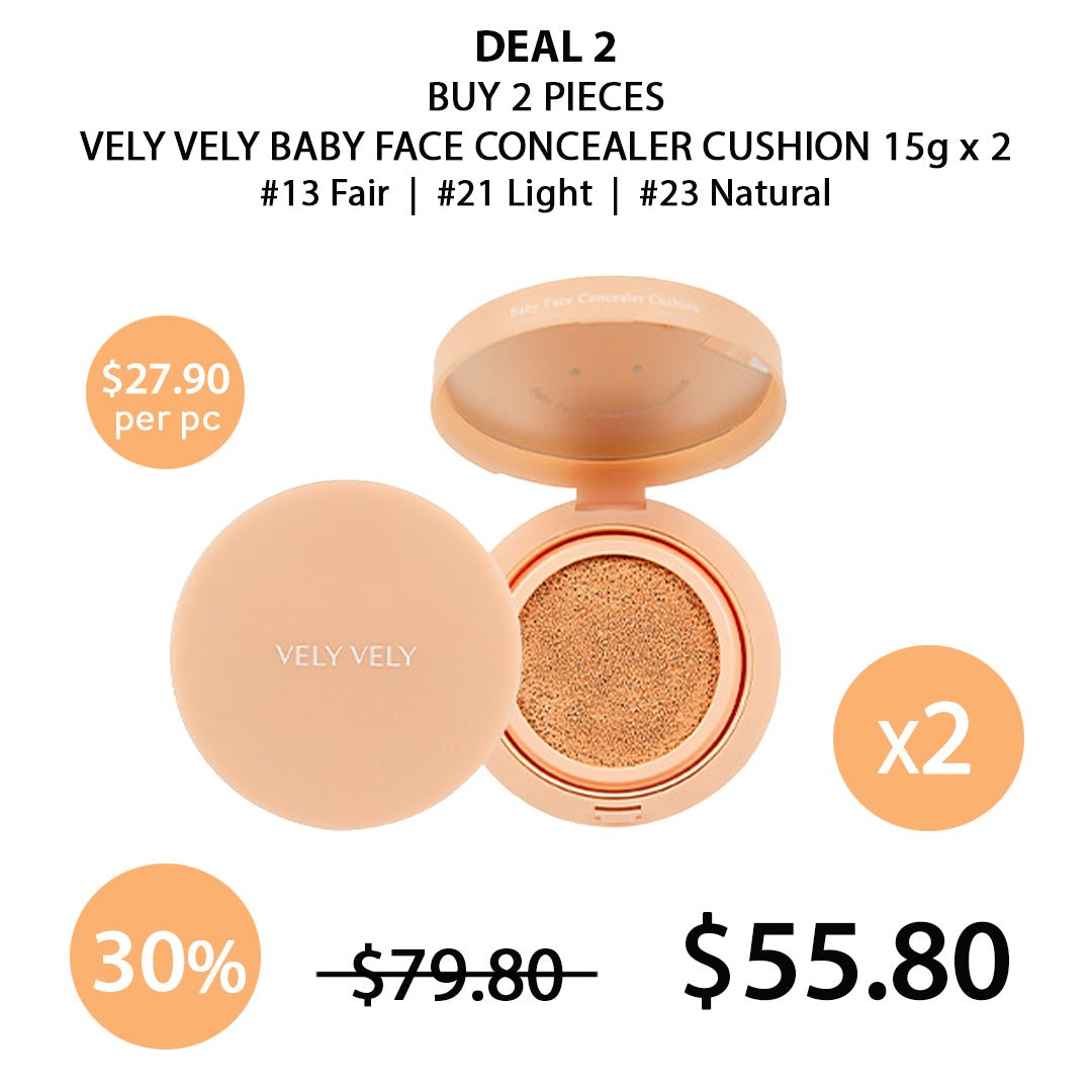 [VELY VELY] Baby Face Concealer Cushion 15g #13 Fair | #21 Light | #23 Natural - COCOMO