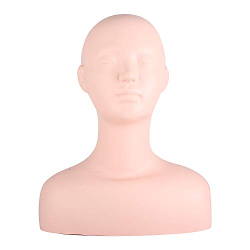 Training Mannequin Makeup Head Massage Makeup Practice Soft Mannequin Head Model Wig Hat Display for Eyelash Lip Extension Practice Model