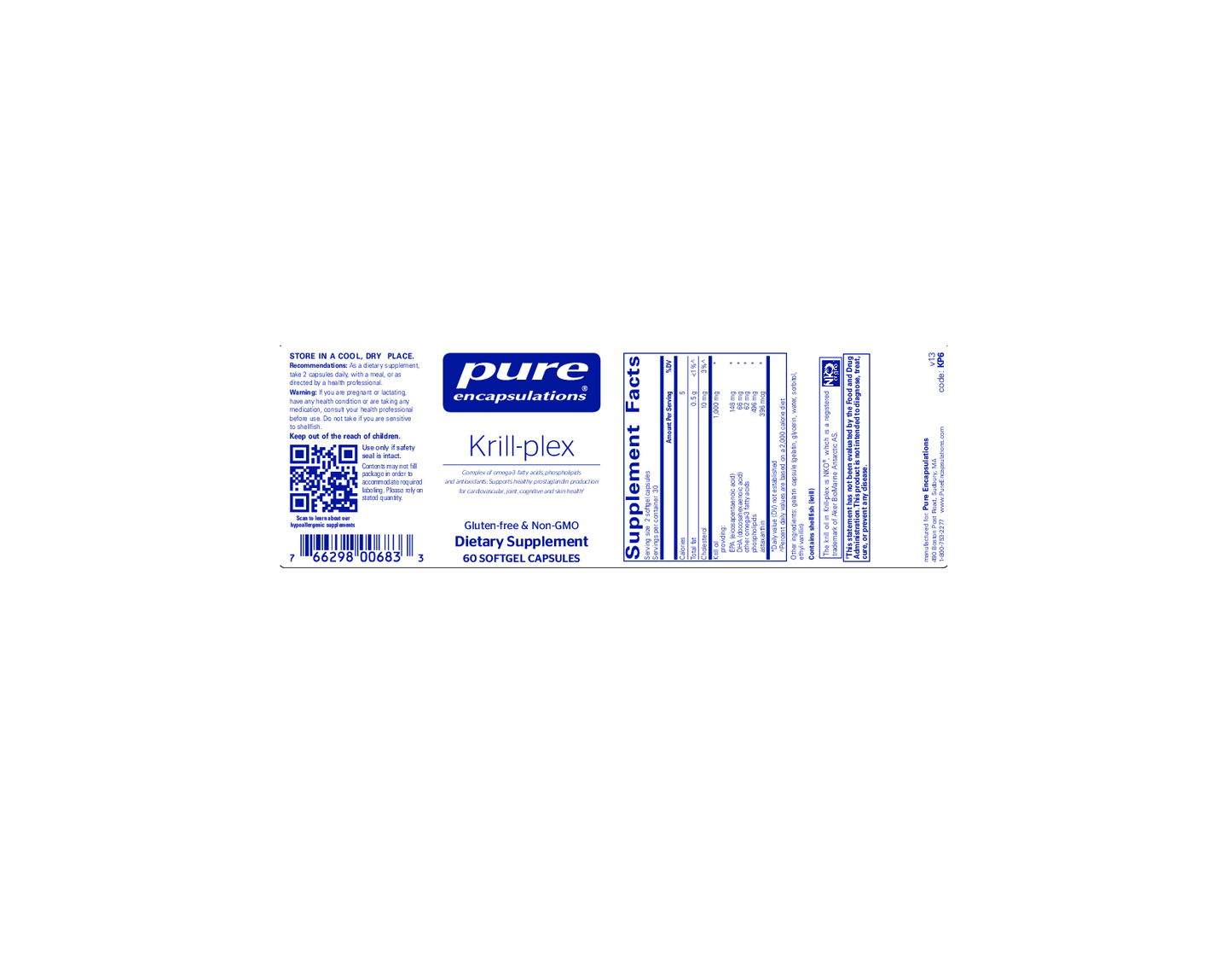 Pure Encapsulations Krill-plex 500 mg