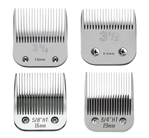 4 Pack Large Size Detachable Replacement Blades set,compatible with oster Classic 76/Star-Teq/Power-Teq andi A*dis AGC,BDC,BGC,MBG Series Clippers，size from 3/8 to 3/4 -Inch（9.5-19mm）