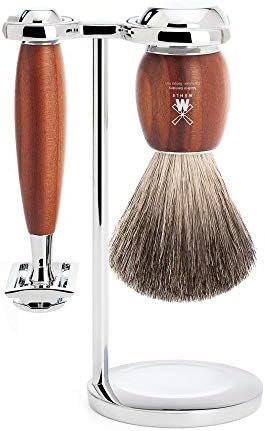 MÜHLE VIVO Plumwood 3-piece Pure Badger Safety Razor Shaving Set