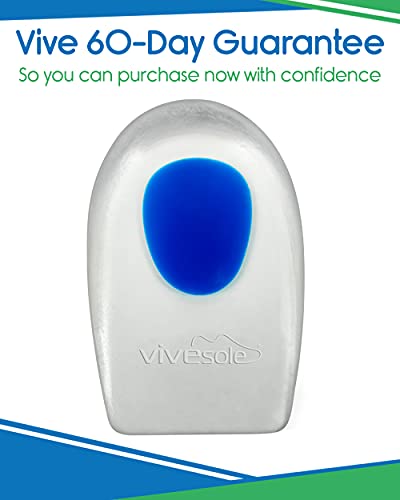 ViveSole Silicone Gel Heel Cup Shoe Inserts for Plantar Fasciitis, Sore Heel, Bone Spur & Achilles Pain (1 Pair)