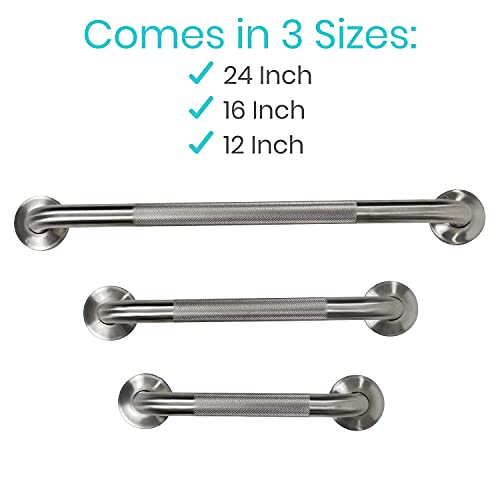 Vive Textured Stainless Steel Grip Shower Grab Bar