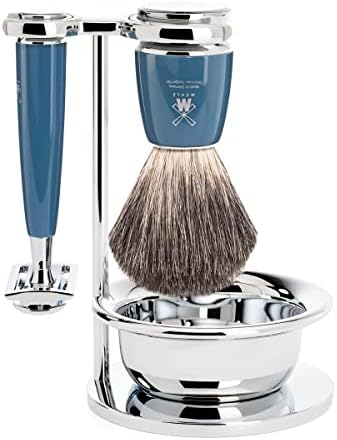 MÜHLE RYTMO 4-piece Pure Badger Double Edge Safety Razor (Closed Comb) Shaving Set For Men - Perfect for Every Day Use, Barbershop Quality Close Smooth Shave