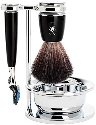 MÜHLE RYTMO Modern 4-Piece Black Fiber Brush 5-Blade Razor Luxury Shaving Set