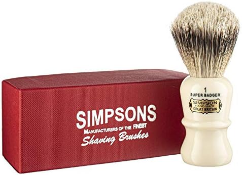 Emperor Super Badger Brush- Simpson Shaving Brushes - Faux Ivory Handle (1 Super)