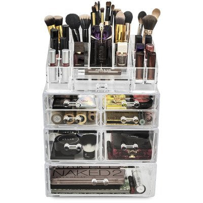 Sorbus MUP-SSET2-145 Set of Acrylic Drawers with Sectional Organizer - Total 7 Drawers with 16 Sectional, Clear, Large