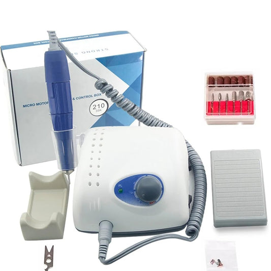 40000rpm Strong 105L Handle Strong 210 Electric Nail Drill Machine Nail Drills Manicure Machine Pedicure Electric File Bits