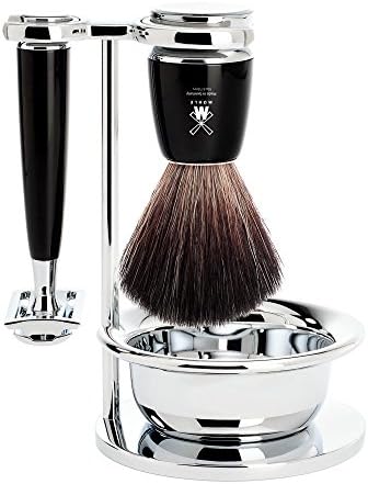 MÜHLE RYTMO Black 4-piece Black Fiber Safety Razor (Closed Comb) Shaving Set For Men - Perfect for Every Day Use, Barbershop Quality Close Smooth Shave