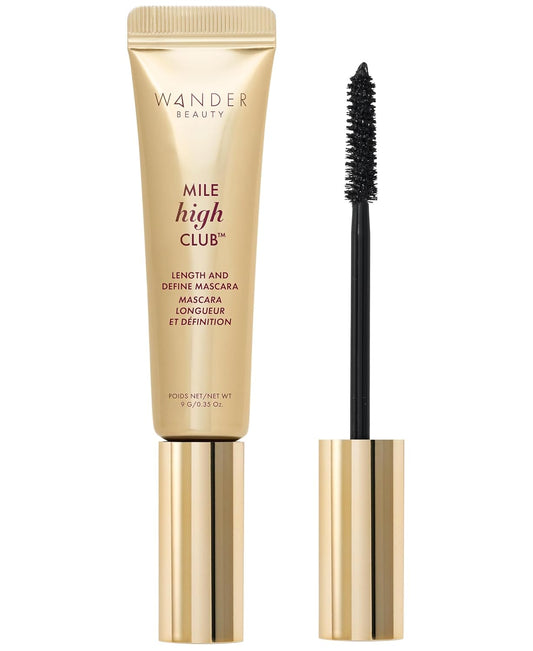 Wander Beauty Lengthening Mascara - Smudge-Proof, Lash Lengthening Mascara for a Full, Fanned Out Effect - Castor Oil + Peach Leaf Conditions &amp; Strengthens - 0.31 fl oz