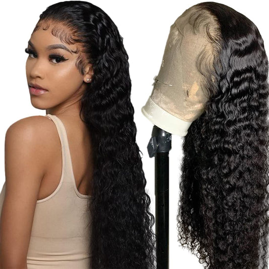 Deep Wave Lace Front Wigs Human Hair Wigs for Women Brazilian Lace Frontal Wigs Human Hair Pre Plucked with Baby Hair Natural Color (22-NEW)