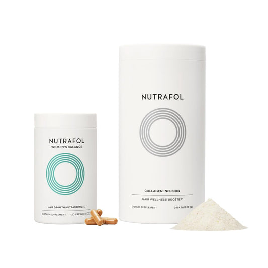 Nutrafol Women's Balance Hair Growth Supplement with Collagen Peptides, Ages 45+, Clinically Tested for Stronger, Visibly Thicker Hair, Dermatologist Recommended, 1 Month Supply, 12 fl oz. Bottle