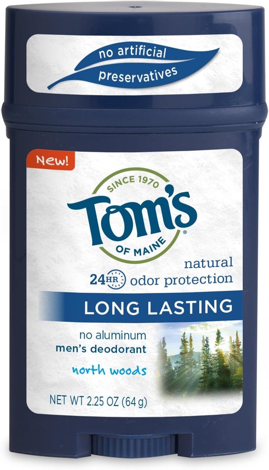 Tom's of Maine US03617A 24-Hour Men's Long Lasting Natural Deodorant, North Woods, 2.25 Ounce Volume, Pack of 18