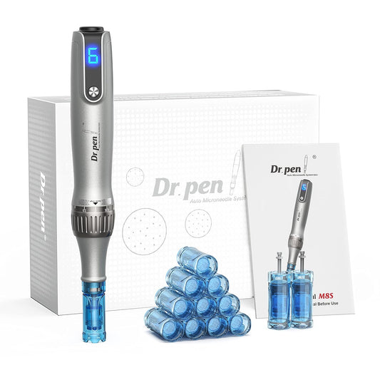 Dr.Pen Ultima M8S Microneedling Pen: Wireless Microneedle professional Skin Pen for Face & Body & Hair Beard Growth - 12 Replacement Cartridges