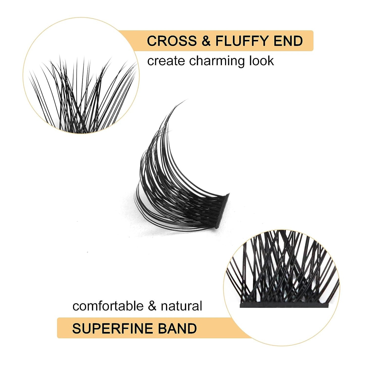 QUEWEL Cluster Lashes 72 Pcs Wide Stem Individual Lashes C/D Curl 8-16mm Length DIY Eyelash Extension False Eyelashes Natural&amp;Mega Styles Soft for Personal Makeup Use at Home (Mega-D-MIX8-16)