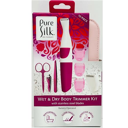 Pure Silk Wet & Dry Body Trimmer Kit Stainless Steel Blades Battery Operated
