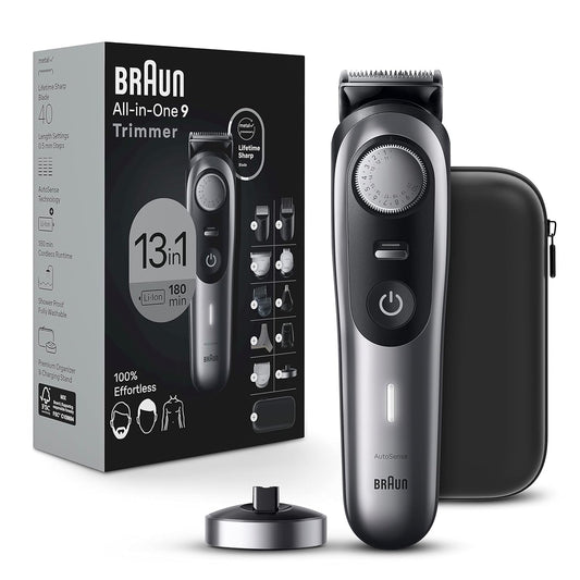 Braun All-in-One Style Kit Series 9 9440, 13-in-1 Trimmer for Men with Beard Trimmer, Body Trimmer for Manscaping, Hair Clippers & More, BraunÕs Sharpest Blade, 40 Length Settings,