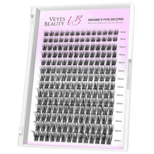 Dreamy Cluster Lashes Individual Lash Extensions Newbie's Five-Second DIY Dramatic Volume Eyelash Wispy Faux Mink Lash Mixed Length Tray for Self Application at Home.