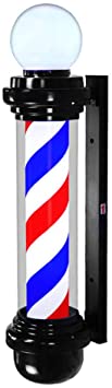 Barber Pole R.W.B. Rotating black Cap bottom (White Bulb top)
