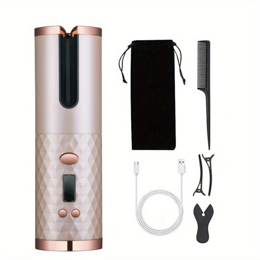 Cordless Automatic Curler: 6 Temperature Settings, Timer, Portable & Rechargeable, Fast Heating & Automatic Shutoff