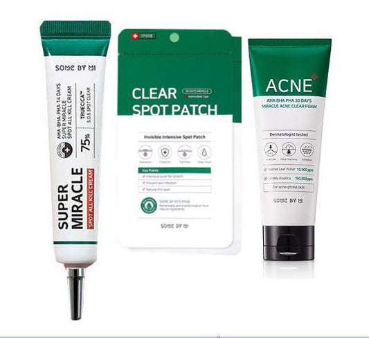 Some By Mi Acne Clear Set - Acne clear foam + Clear Spot Patch + Spot All Kill Cream