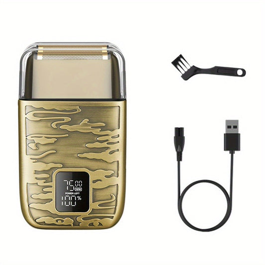 Men's Retro Metal Electric Shaver with Digital Display and 3-Speed Acceleration for a Smooth and Bald Brightening Shave