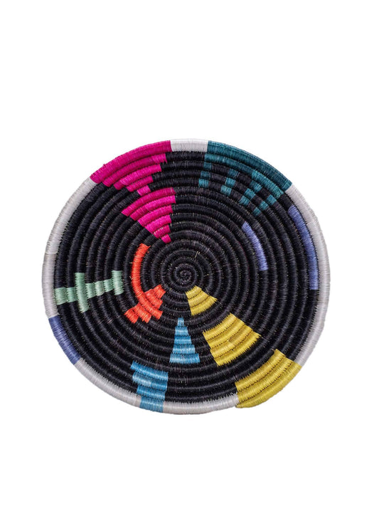 Small Black + Neon Mtoto Round Basket