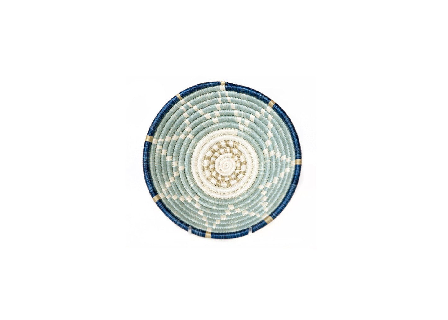 Small Silver Blue + Ficelle Round Basket
