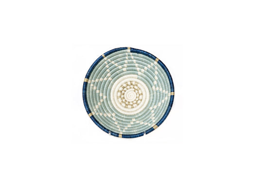 Small Silver Blue + Ficelle Round Basket