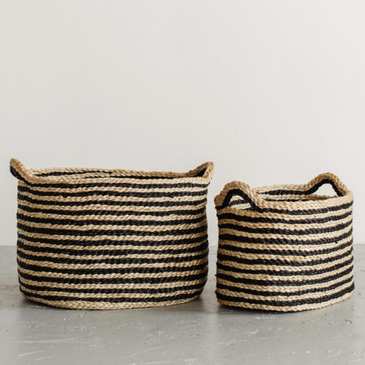 Oval Jute Baskets - Stripes Baskets Will & Atlas Small