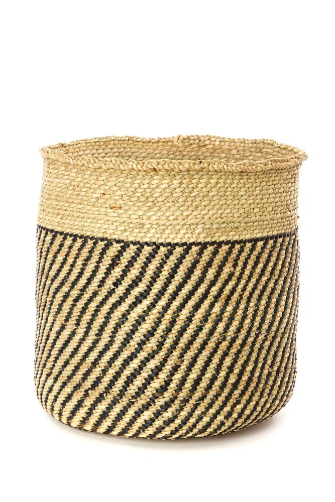 Iringa Basket - Black Diagonal Stripes