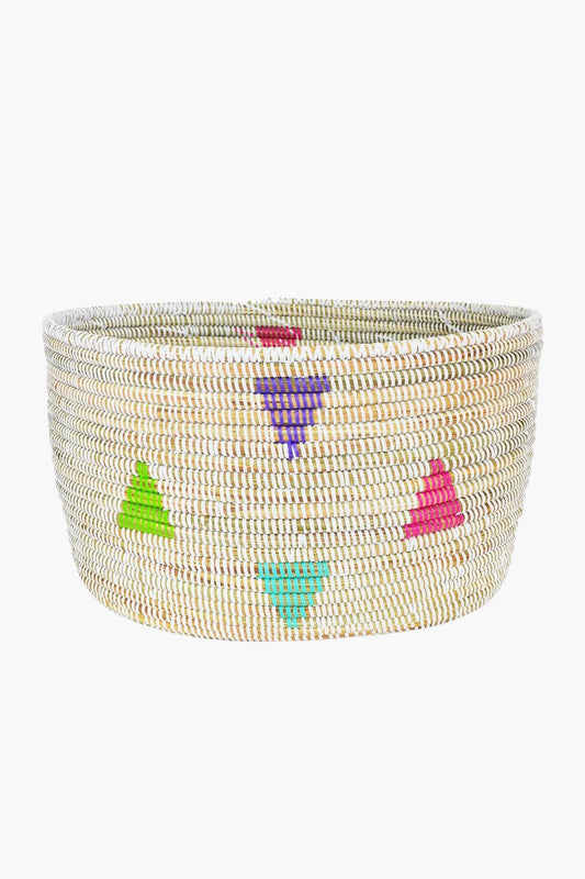 White Teranga Triangles Knitting Basket